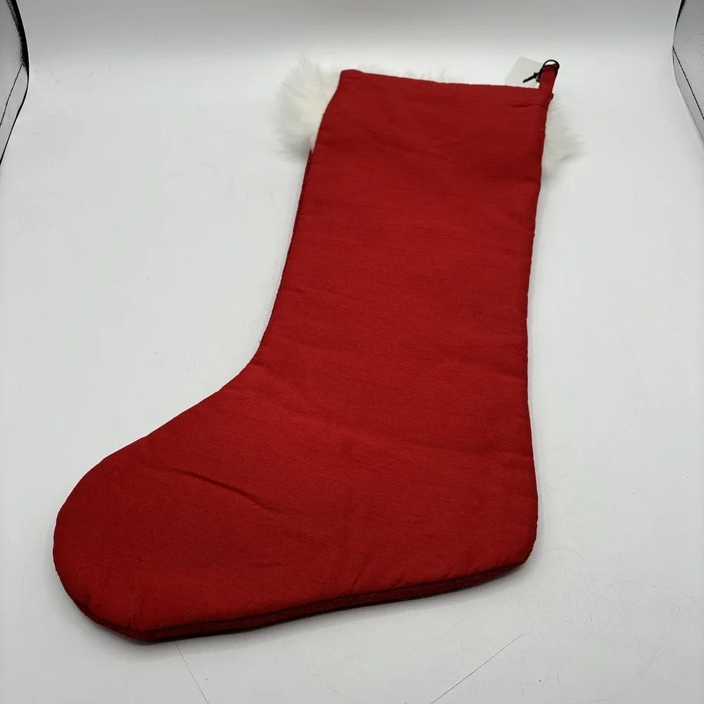 Pier 1 Christmas Stockings BNWT Red‎ White Fleece Embroidered Dogs Set of 4